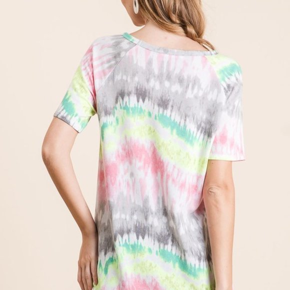 TIE DYE PRINT TOP WITH RAGLAN SLEEVES - Picture 4 of 11
